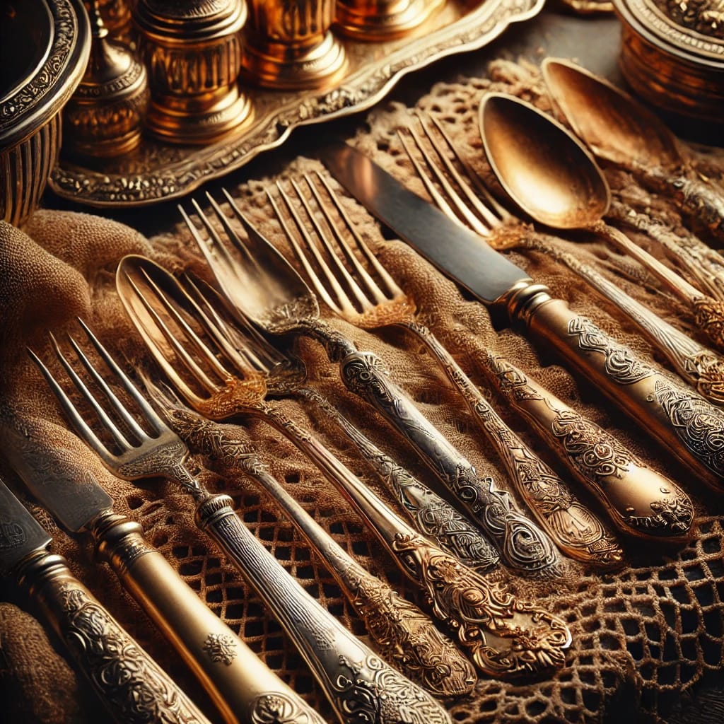 sztućce retro, galanteria stołowa retro, sztućce vintage