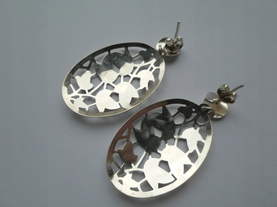 DUŻE KOLCZYKI MOTYW KWIATOWY SREBRO - obrazek 3