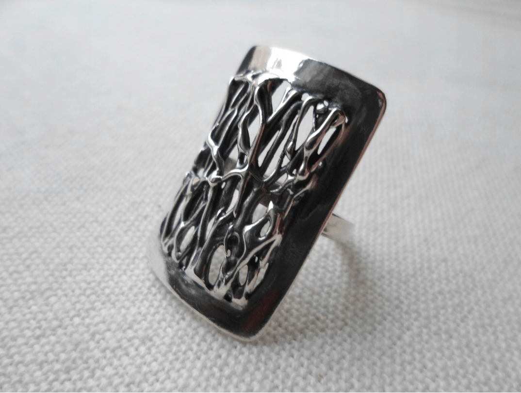 POLSKA BIŻUTERIA RETRO PIERŚCIONEK SREBRO 925 - obrazek 4