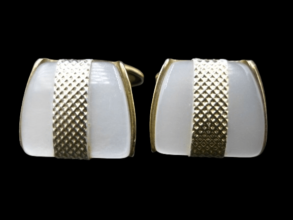 POZŁACANE EKSKLUZYWNE SPINKI DO MANKIETÓW Z MASĄ PERŁOWĄ - obrazek 3