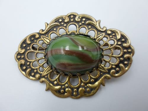 POZŁACANA BROSZKA Z AGATEM Z AGATEM pozłacana broszka z agatem